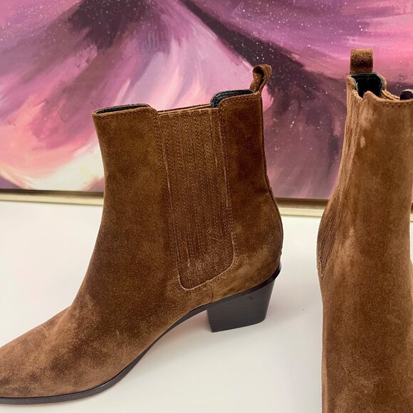 Veronica Beard Alina 50MM Suede Booties in Brown 7.5 - Picture 14 of 16